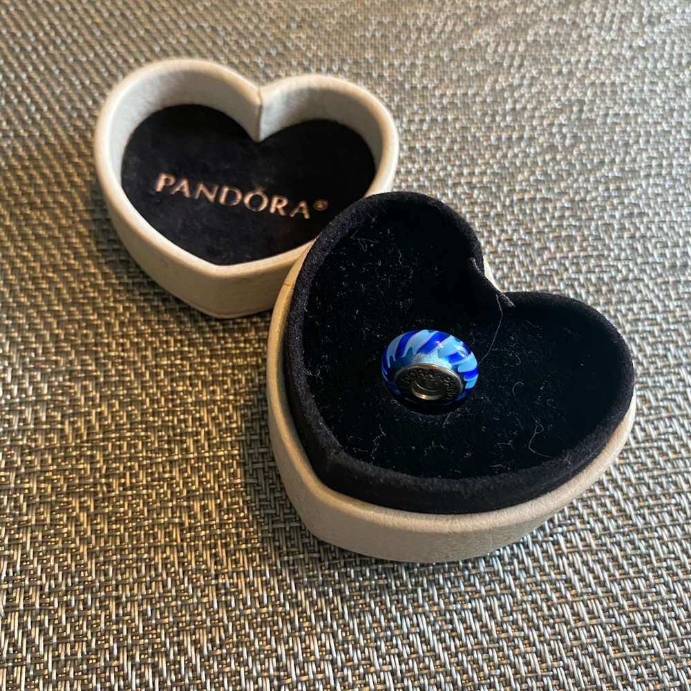 RETIRED -Pandora blue glass bead charm